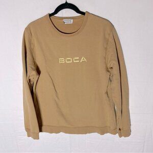 Vintage Wardrobe Essentials Yellow Embroidered BOCA Crew Neck Sweatshirt M